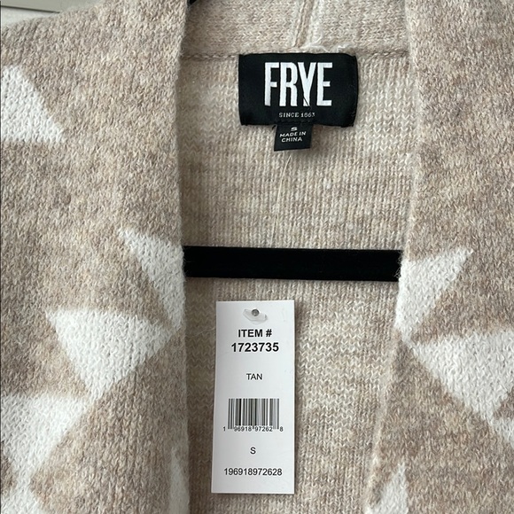 NWT Frye Tan and Cream Geometric Cardigan Sweater - Picture 3 of 4